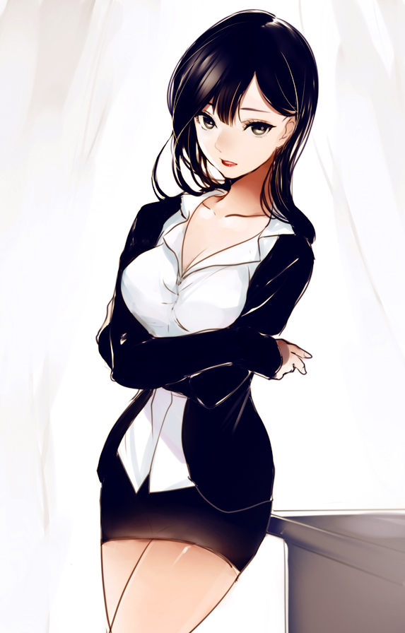 Sexy black hair anime girl