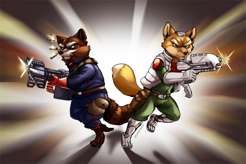 (TBIB) - canine chubby eclipsewolf fox gun mammal nintendo raccoon ranged w...