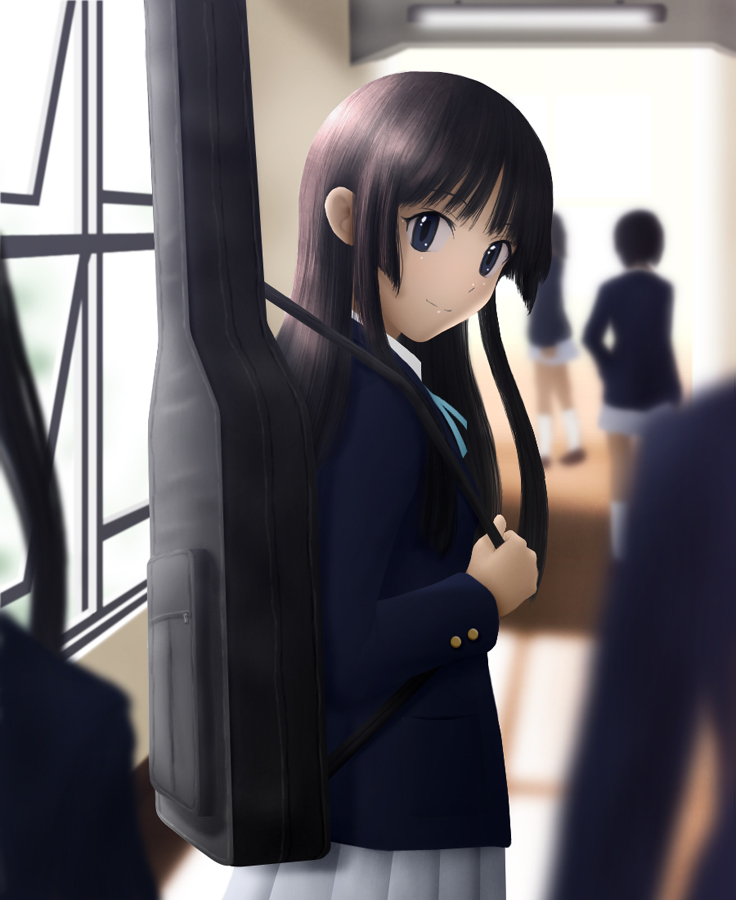 The Big Imageboard Tbib Akiyama Mio Bad Id Bad Pixiv Id Bangs Bass Guitar Black Hair Blue