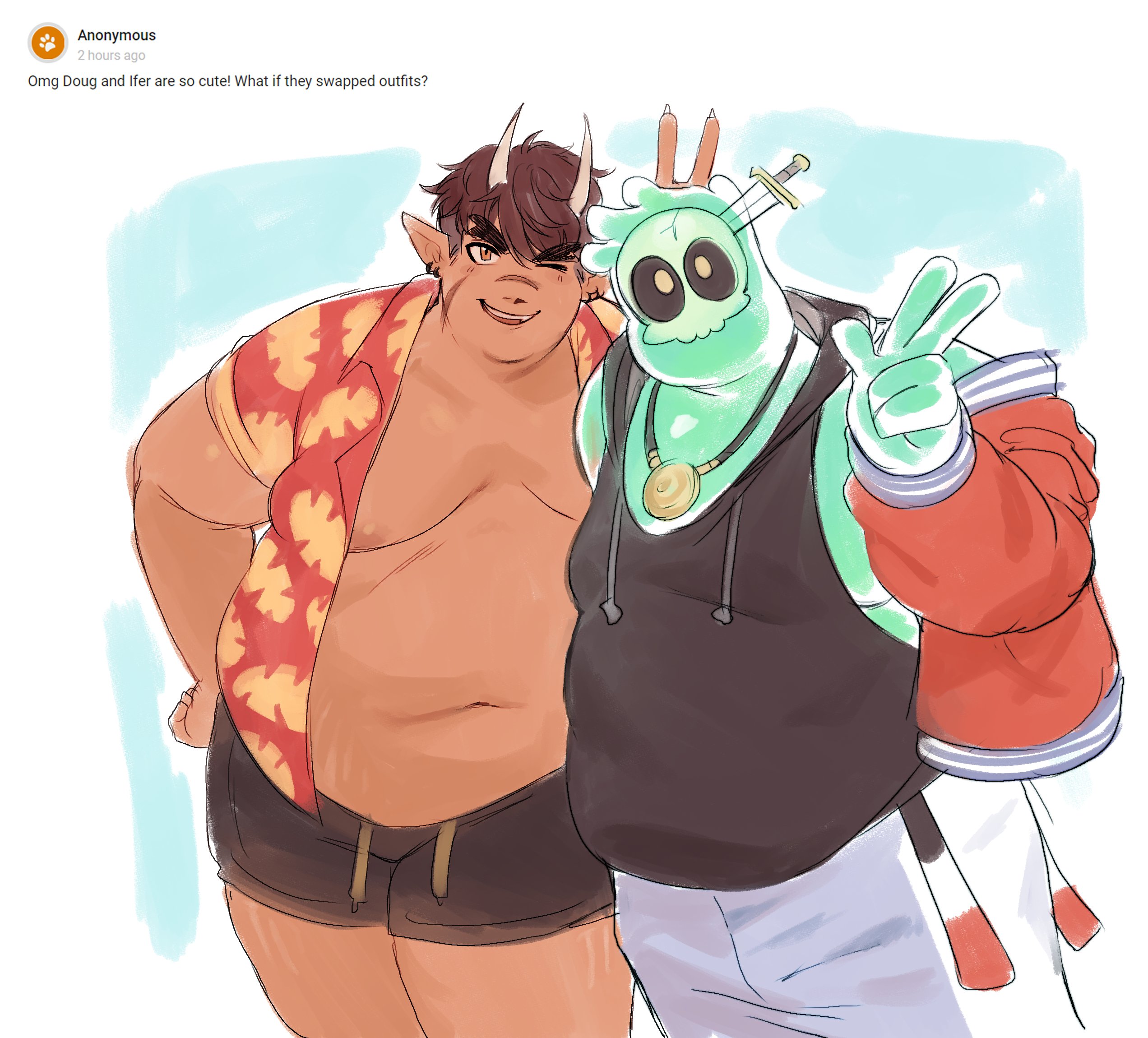 The Big ImageBoard (TBIB) - 2boys alternate body size bara big belly ...