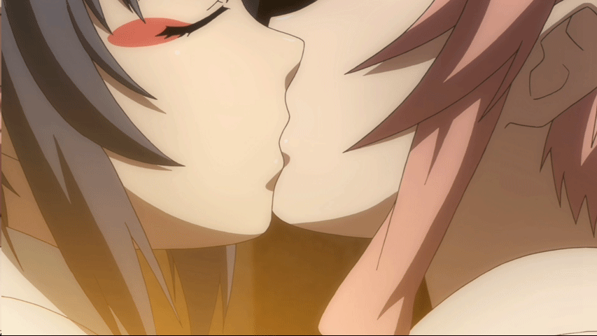 Anime yuri kiss gif