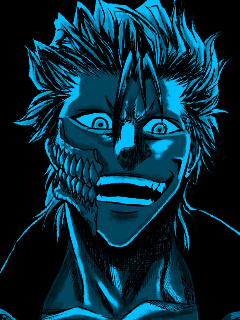 The Big ImageBoard (TBIB) - 1boy black background bleach blue hair blue ...