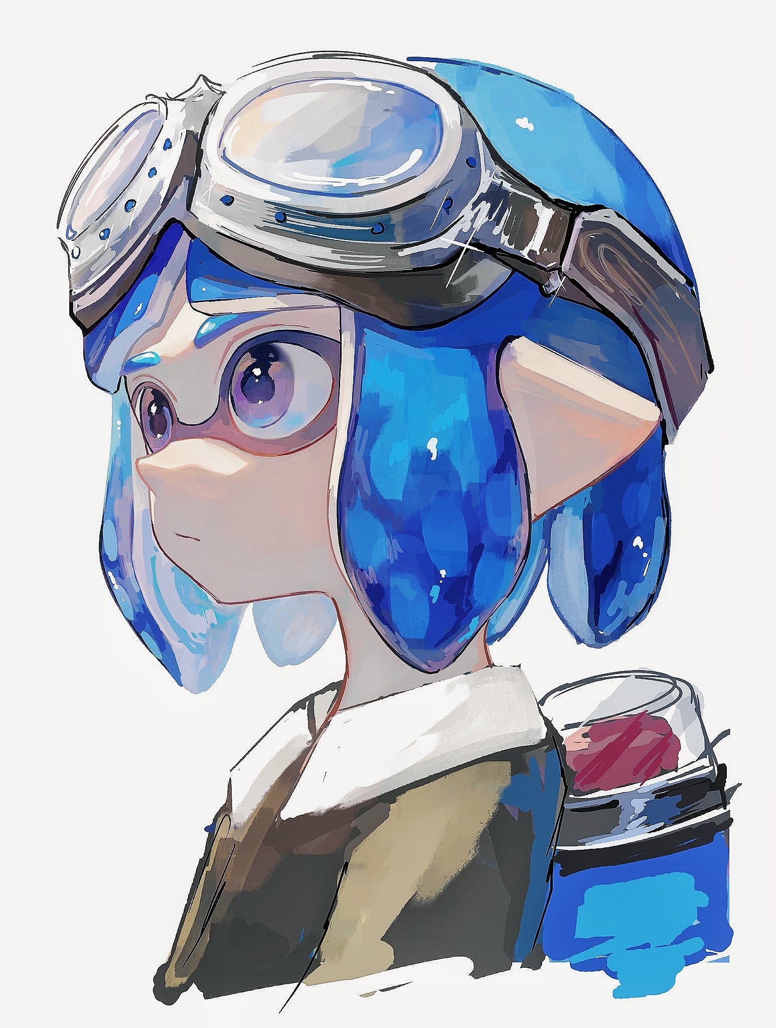The Big ImageBoard (TBIB) - 1girl aviator goggles blue eyes blue hair ...