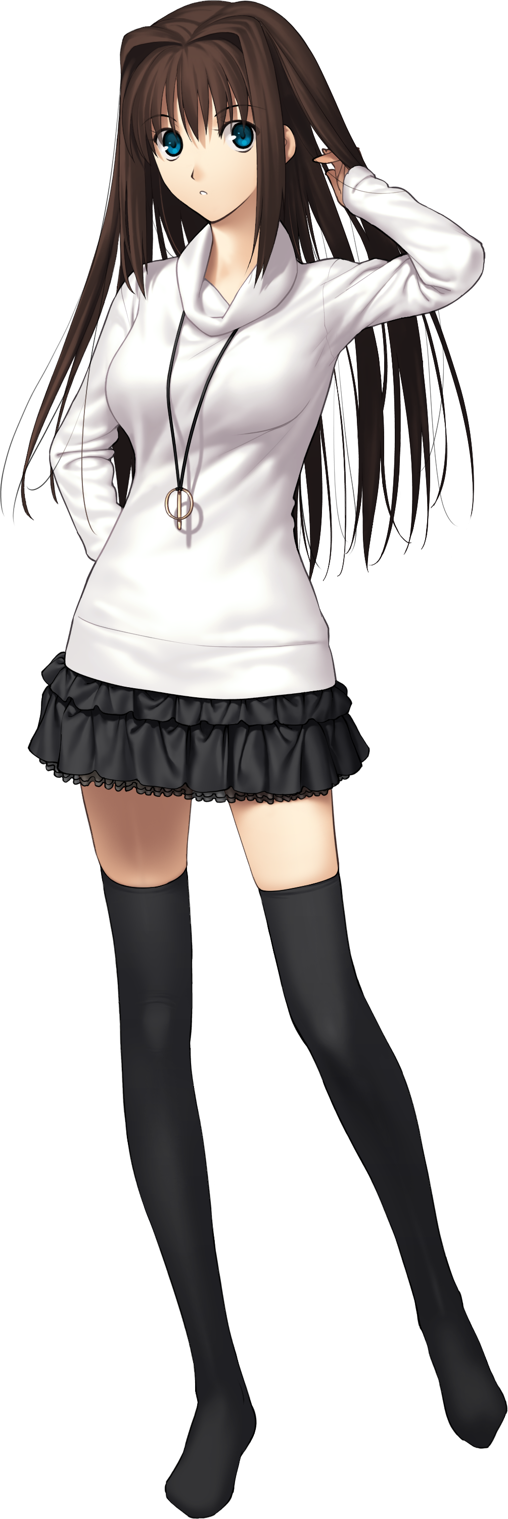 The Big Imageboard Tbib Absurdres Aozaki Aoko Blue Eyes Brown Hair Full Body Highres Koyama