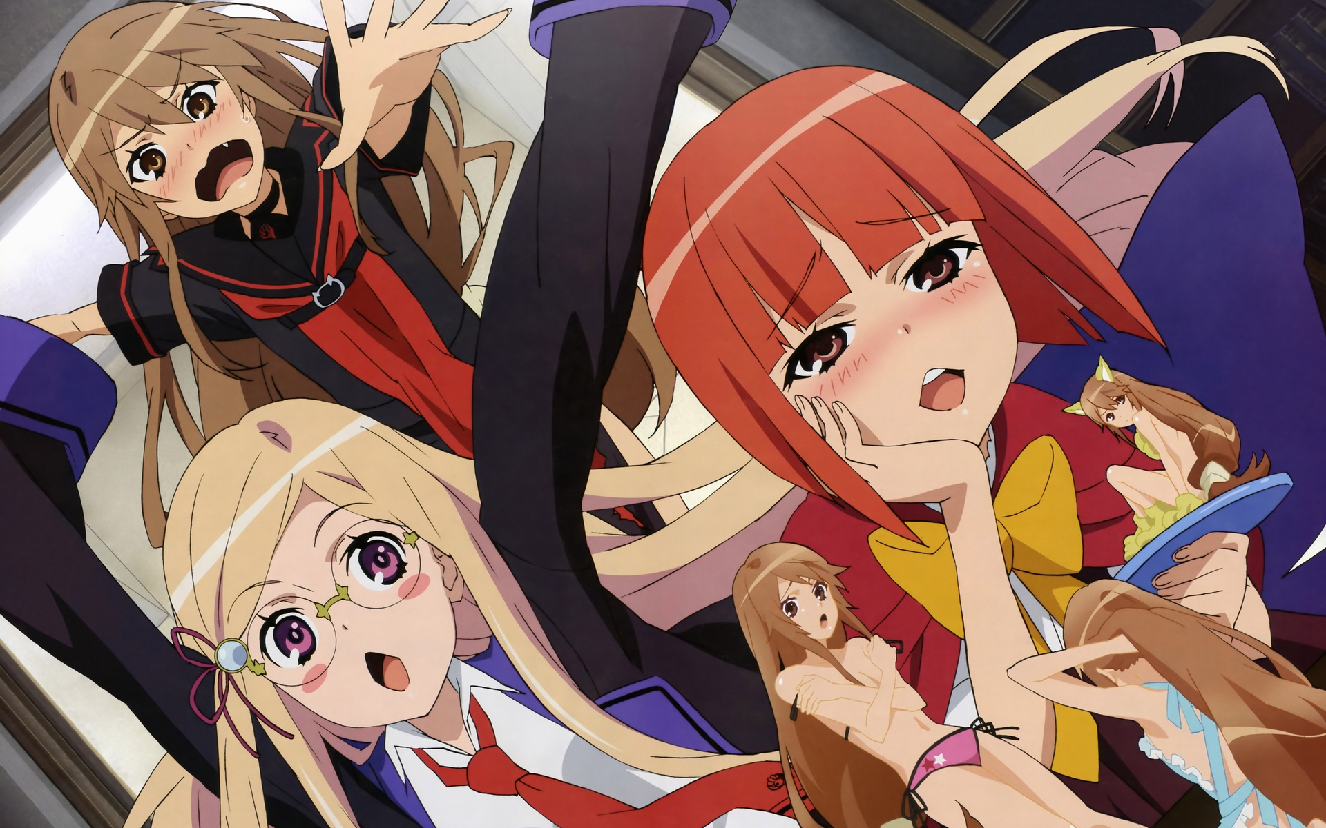 The Big ImageBoard (TBIB) - 3girls akai ringo apron blush catgirl fang ...