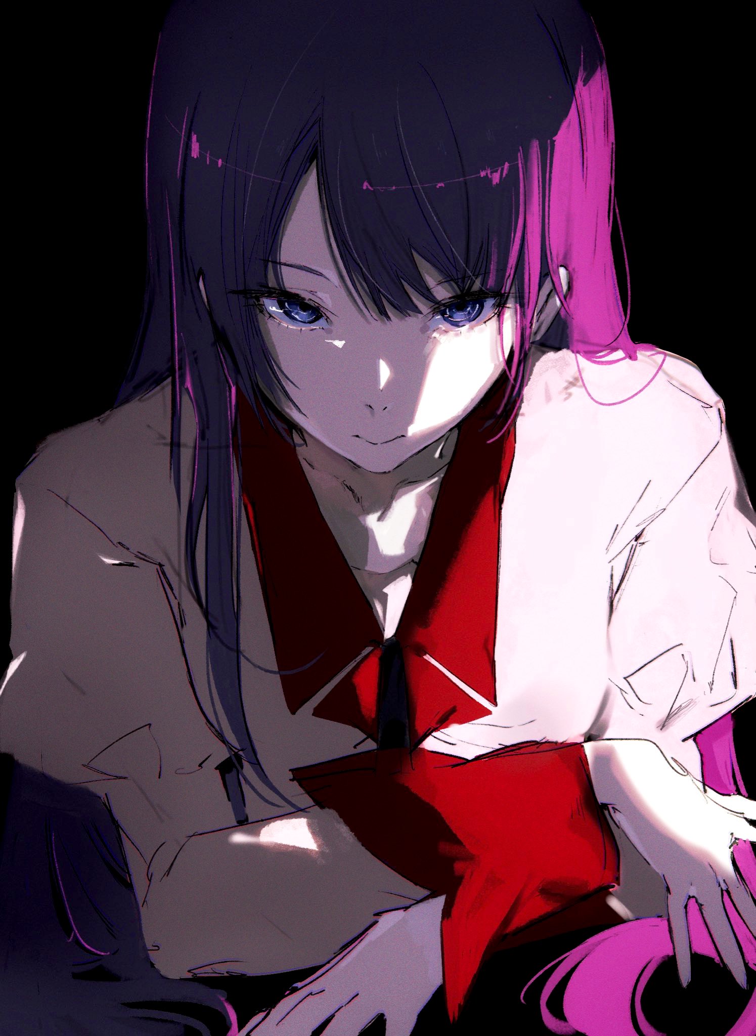 The Big ImageBoard (TBIB) - 1girl bakemonogatari black background blue ...