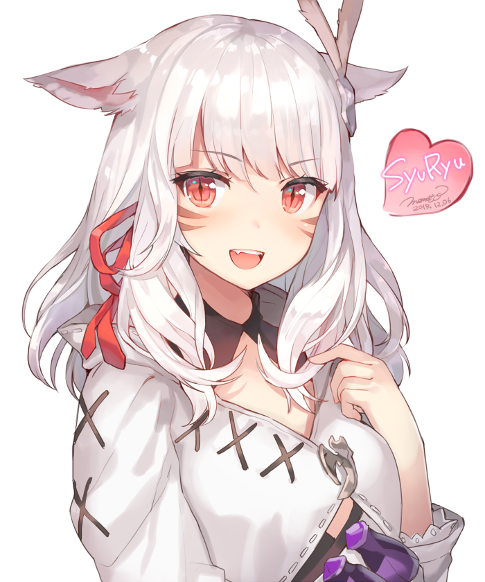 Anime cat girl white hair