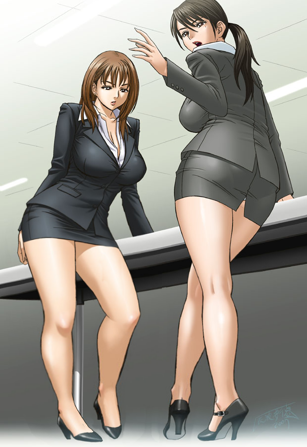 Curvy anime messy secretary