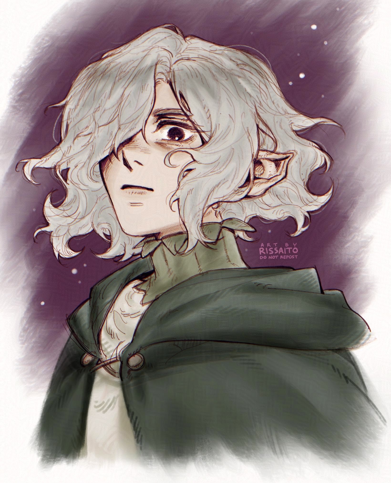Mithrun Elf The Big ImageBoard (TBIB) - 1boy bags under eyes black eyes cloak ...
