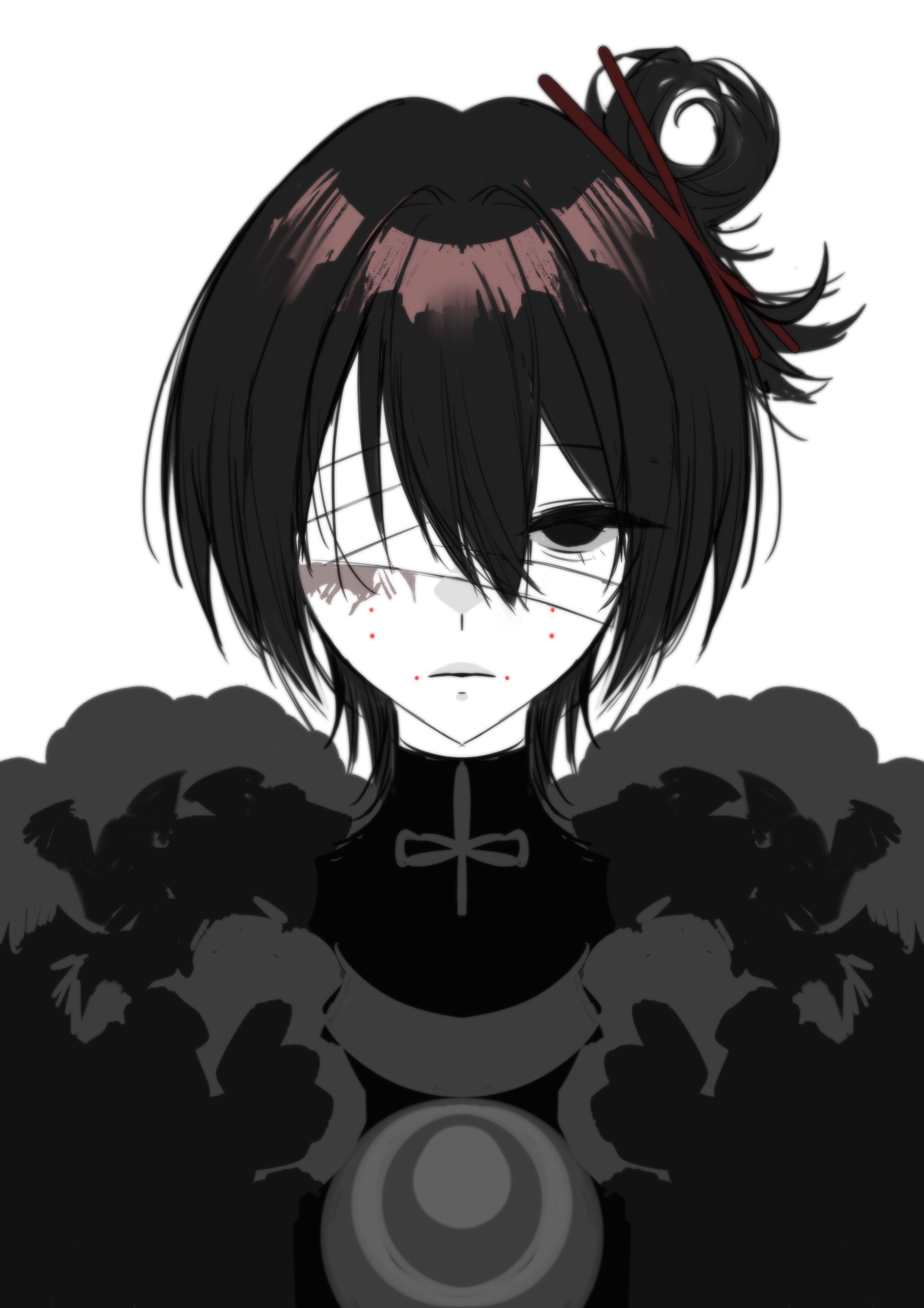 The Big ImageBoard (TBIB) - 1girl absurdres bandage over one eye black ...