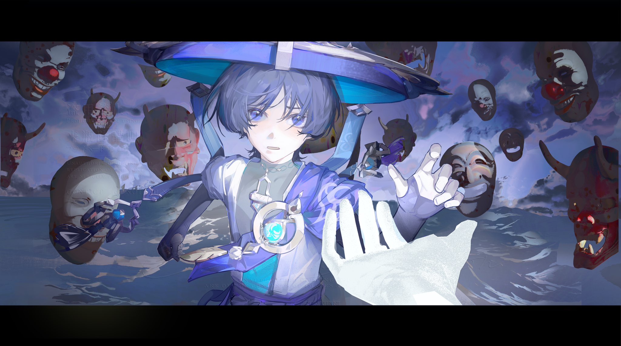 The Big ImageBoard (TBIB) - 1boy anemo symbol (genshin impact) aqua ...