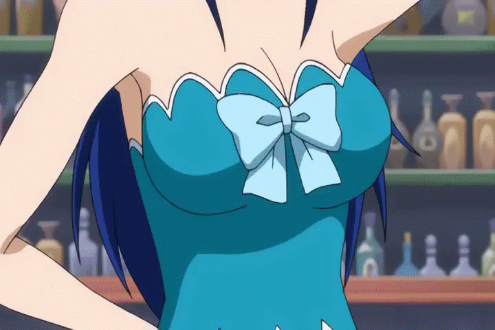 animated animated gif blue hair bouncing breasts breasts cleavage fairy tai...