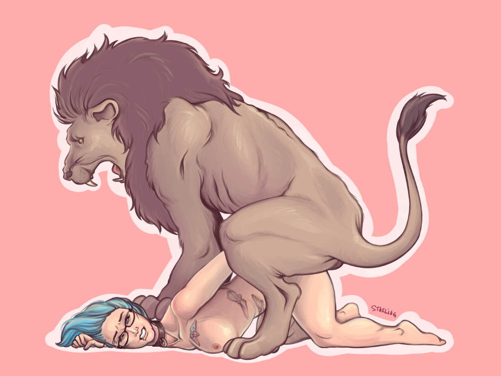 ...human human_on_feral interspecies kate_starling lion male mammal mountin...