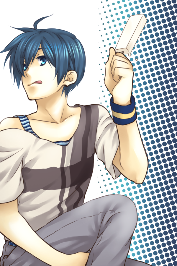 The Big Imageboard Tbib Ahoge Blue Eyes Blue Hair Ice Cream Kaito