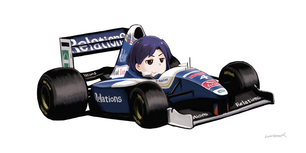 The Big ImageBoard (TBIB) - 1girl blue car blue hair brown eyes car ...