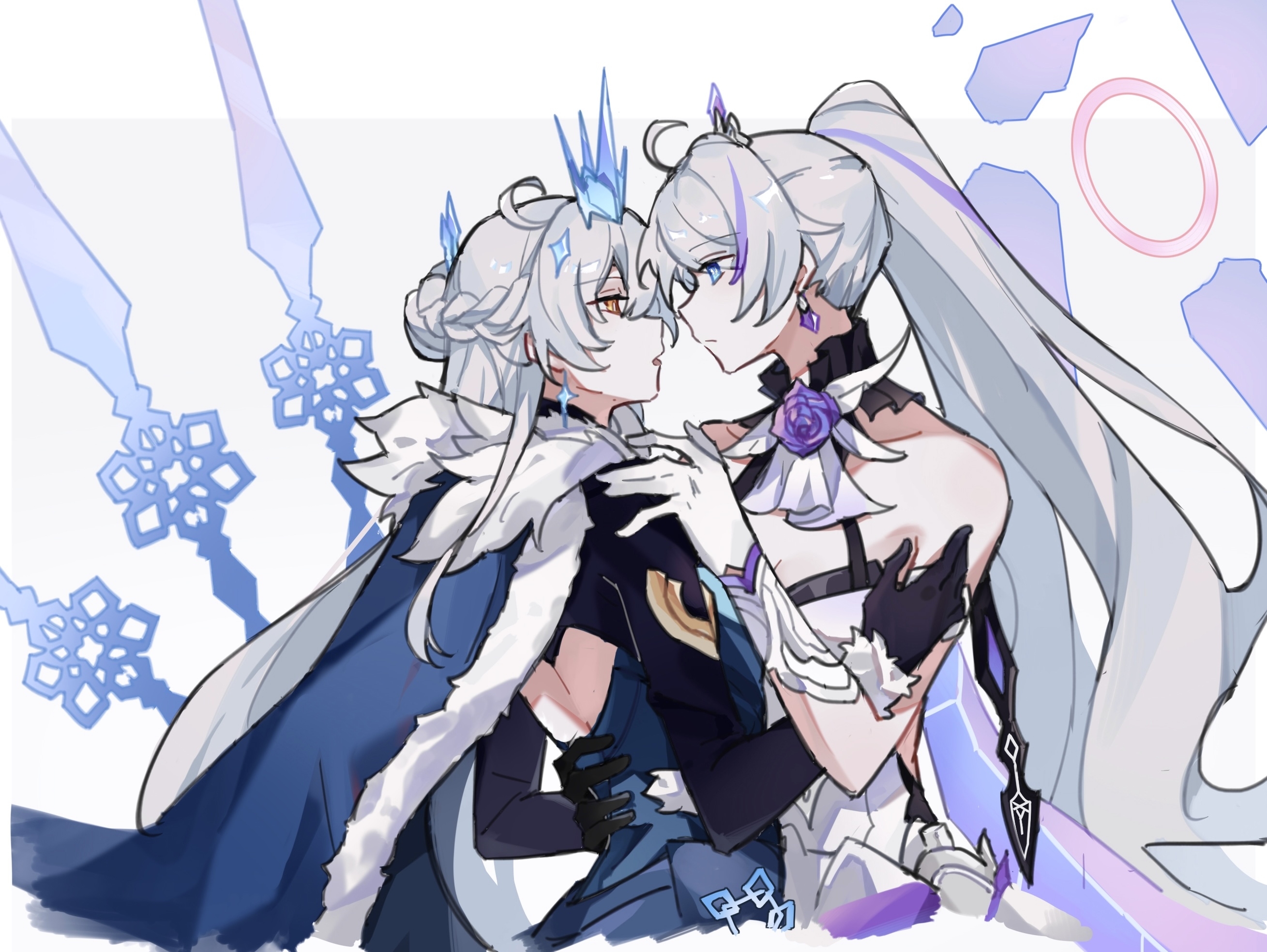 The Big ImageBoard (TBIB) 2girls ahoge blue cape blue eyes cape