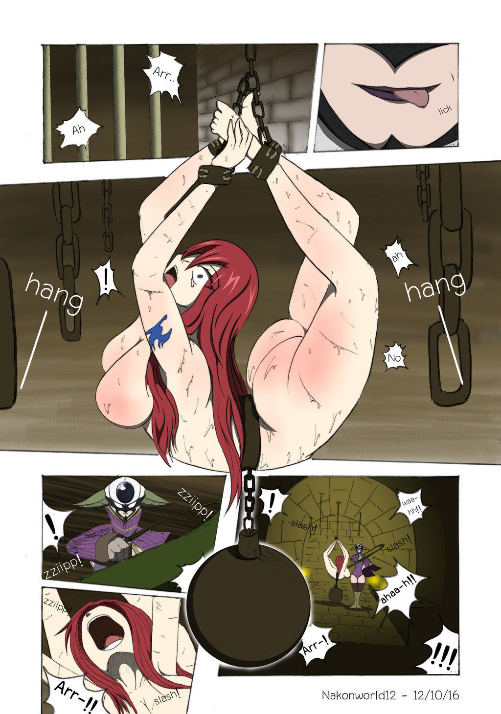 2girls ass bondage breasts chains erza_scarlet fairy_tail kyouka(fairy_tail...