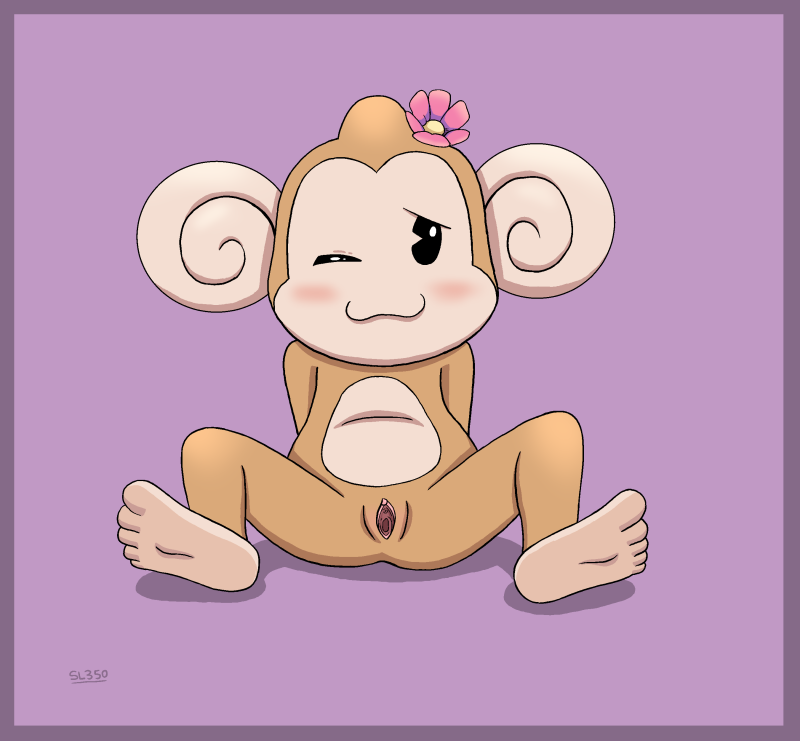 mammal meemee monkey plant primate pussy signature simple background sl350 ...