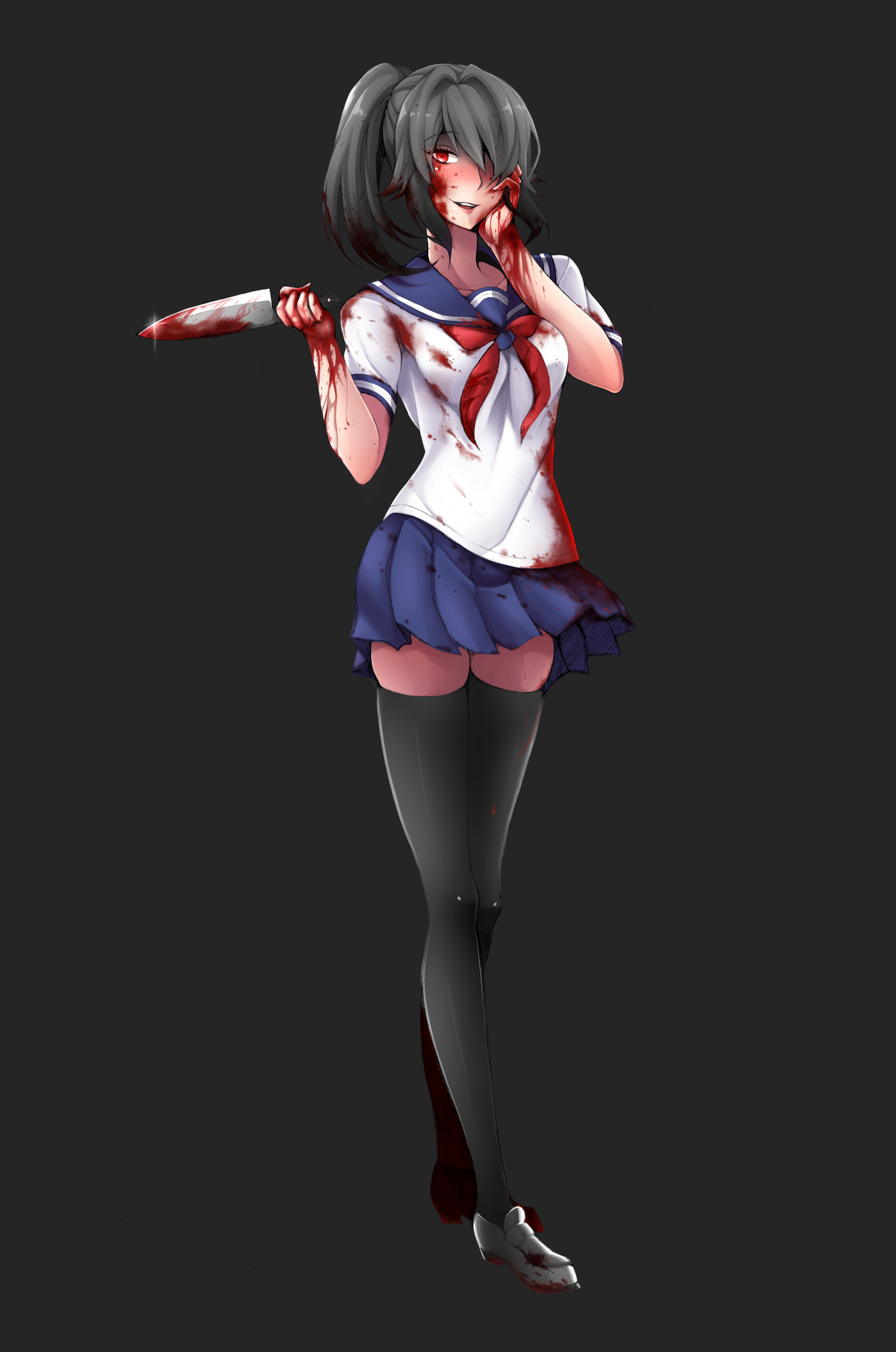 The Big ImageBoard (TBIB) ayano aishi blood bloody clothes evil smile highres knife school
