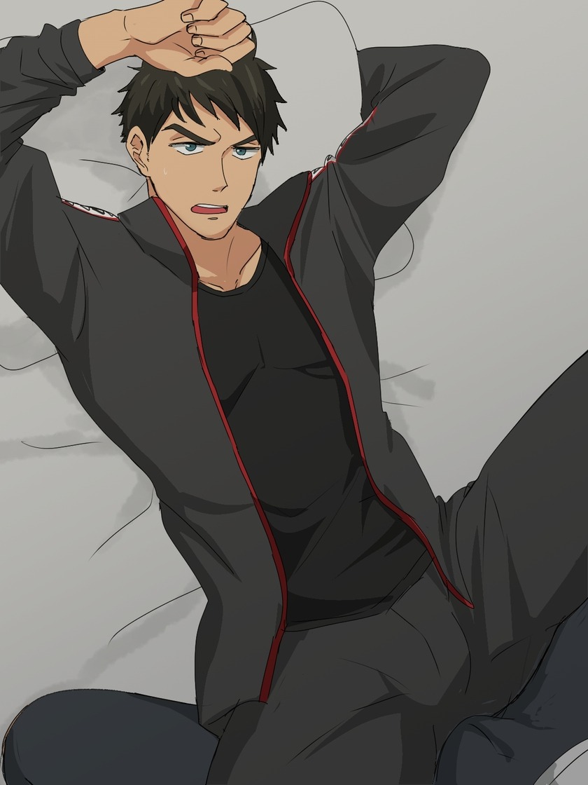 The Big ImageBoard (TBIB) - 2boys bed black hair bulge crotc