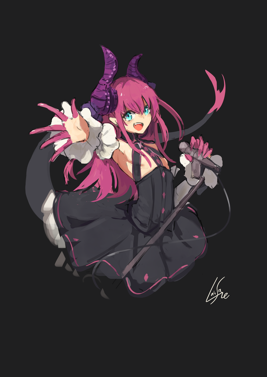 The Big ImageBoard (TBIB) - 1girl :d artist name black background black ...