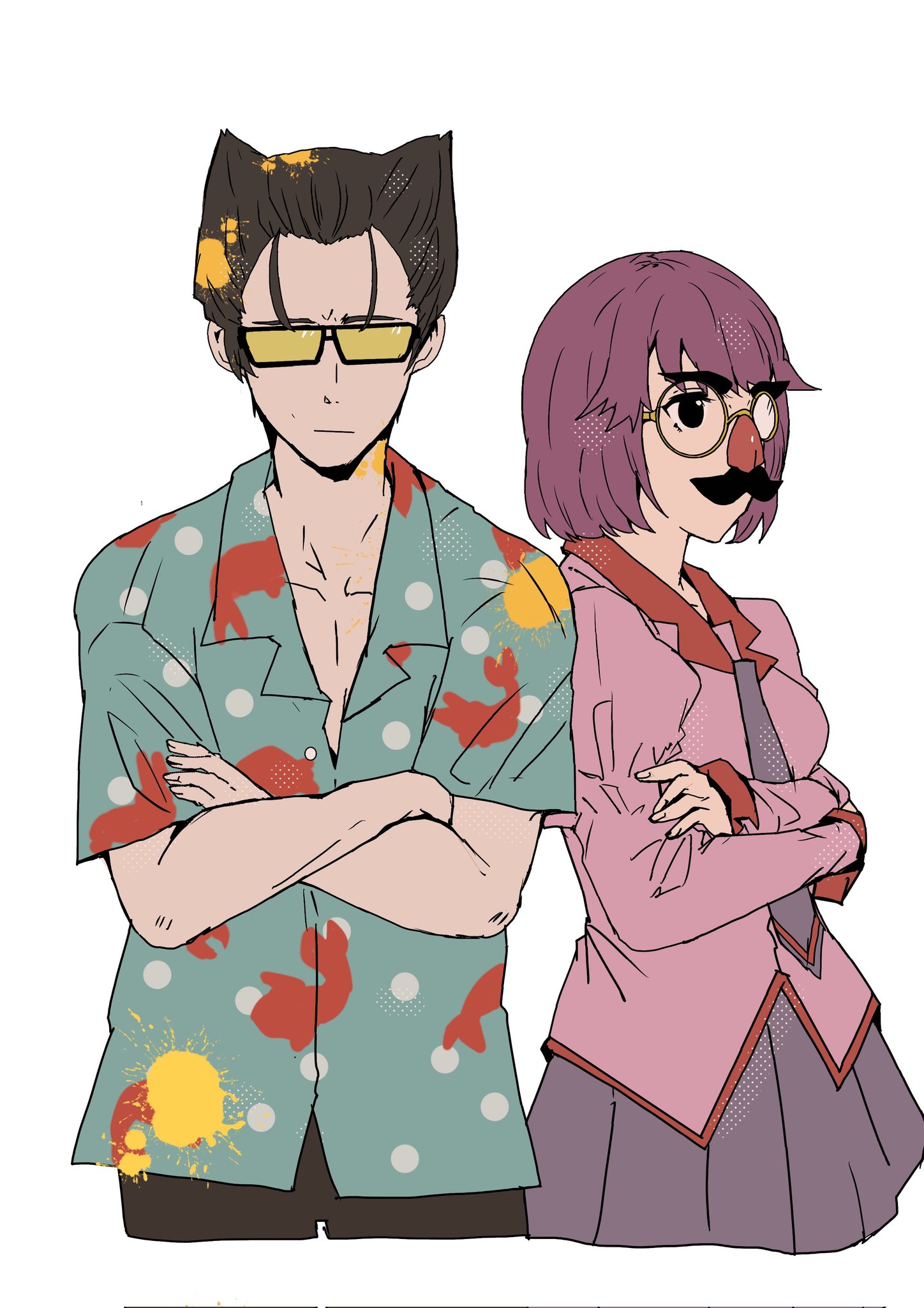 The Big ImageBoard (TBIB) - 1boy 1girl black hair crossed arms facial ...