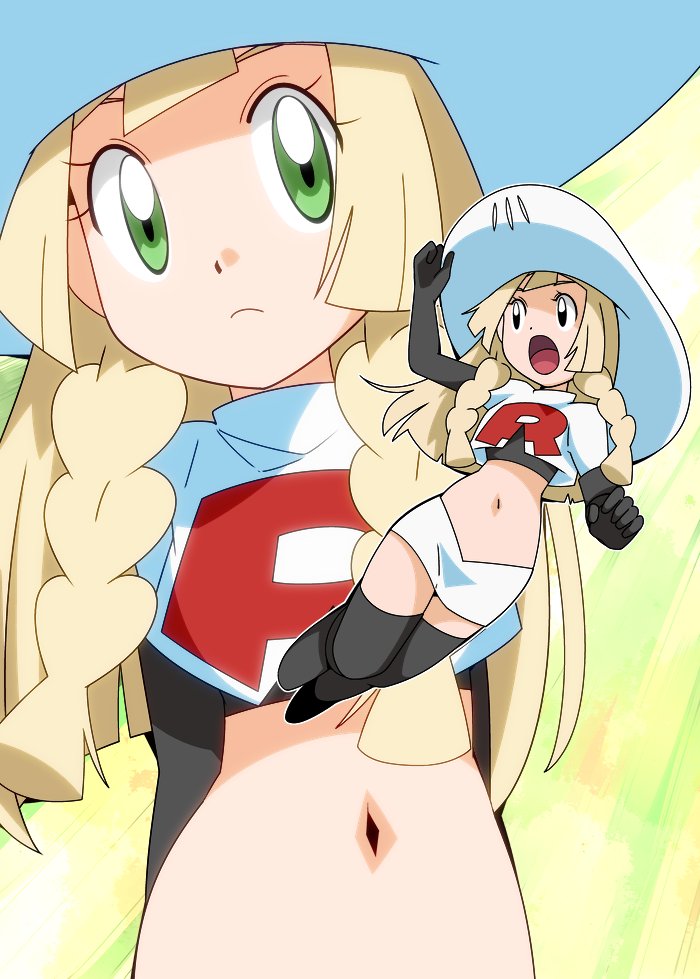 1girl blonde_hair elbow_gloves green_eyes hainchu hat lillie(pokemon) minis...