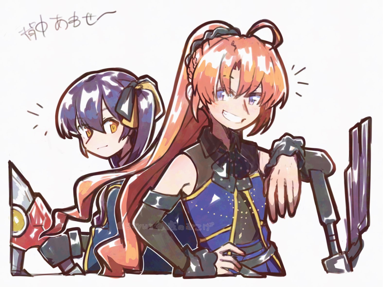 The Big ImageBoard (TBIB) - 2girls ahoge arm rest artist name assault ...