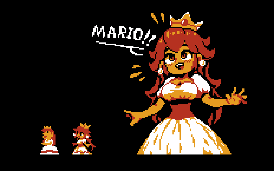 Pixel Toadstool The Big ImageBoard (TBIB) - 8-bit black background breasts cleavage ...