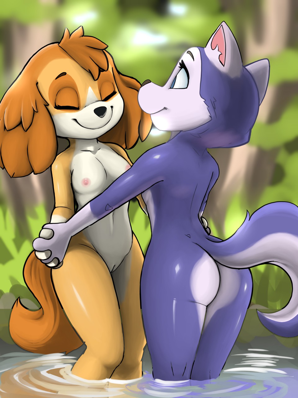 anthro anthrofied blue_eyes breasts butt canid canine canis diacordst domes...