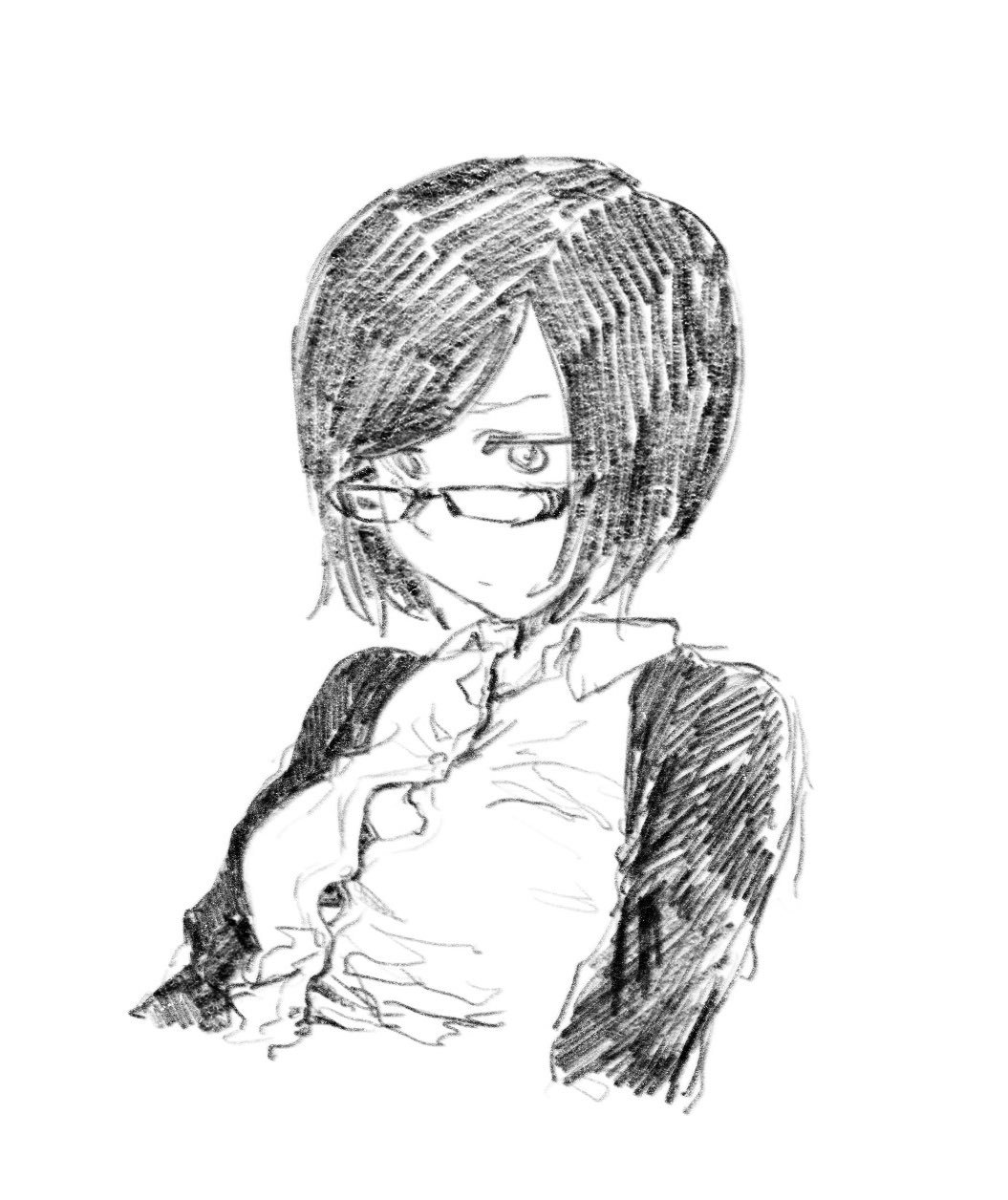 The Big ImageBoard (TBIB) 1girl bra breasts closed mouth glasses