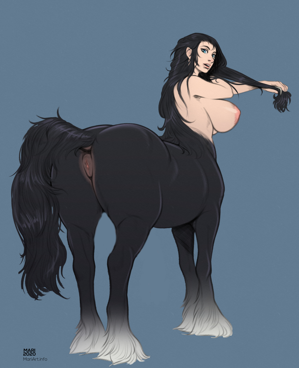 anus big_breasts breasts centaur draft_horse edit equid equid_taur equine f...