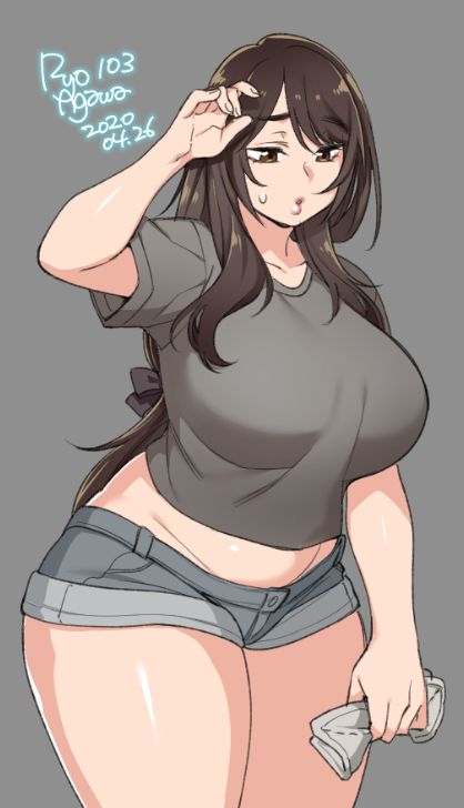 Long hair curvy bukkake shorts