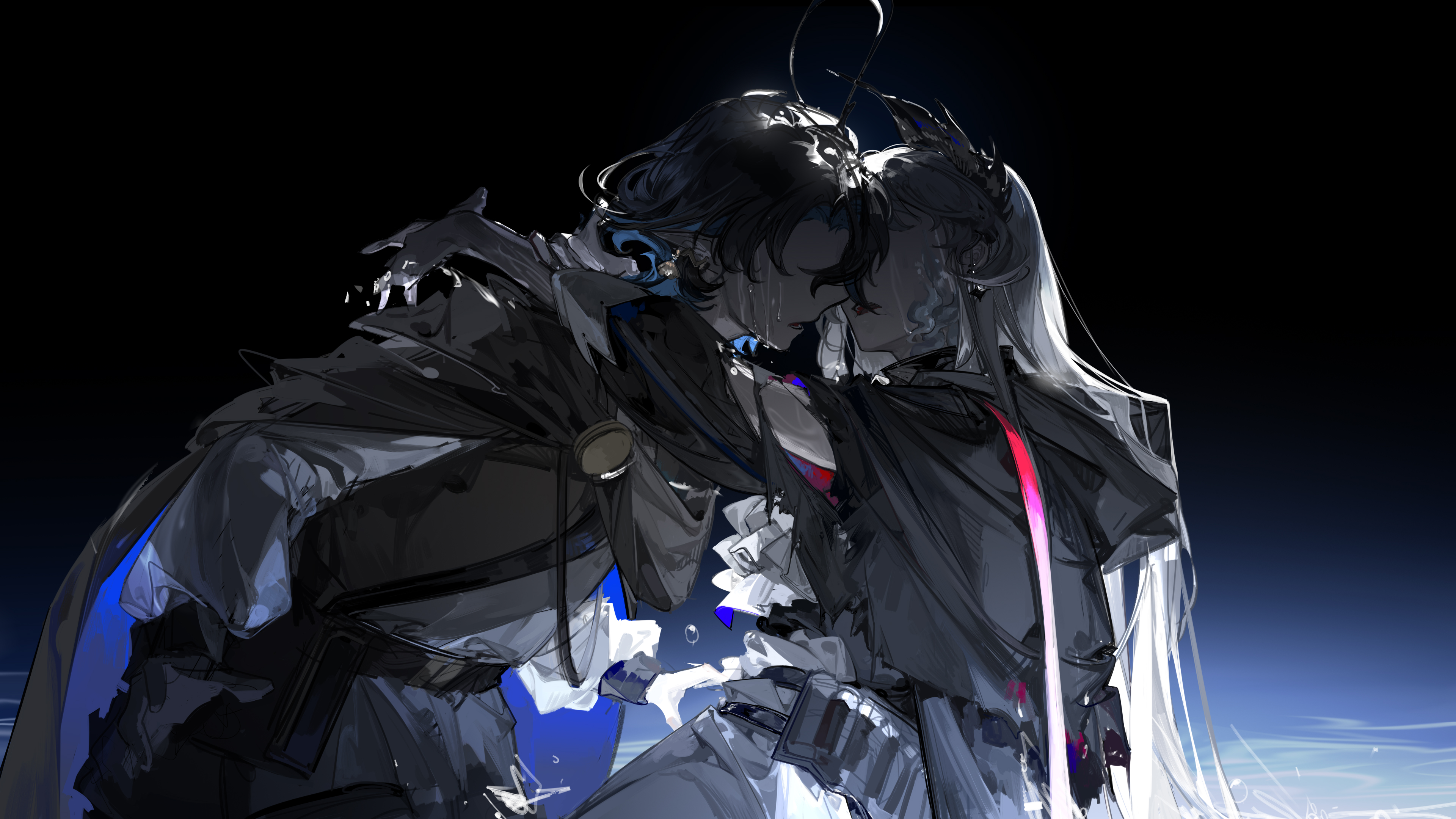 The Big ImageBoard (TBIB) 1boy 1girl absurdres arknights cloak