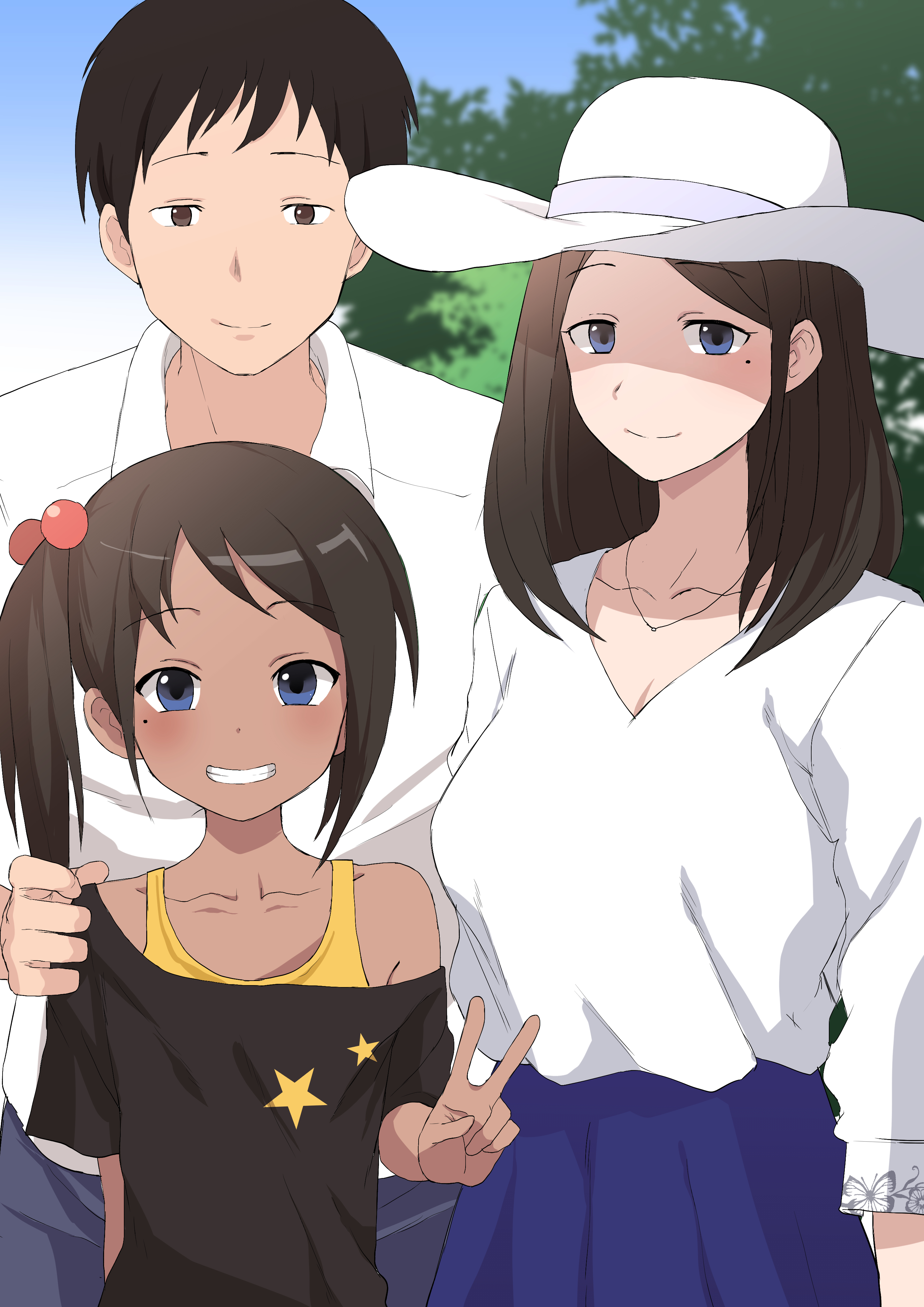 Terasu Mc Twitter The Big ImageBoard (TBIB) - 1boy 2girls absurdres age difference black