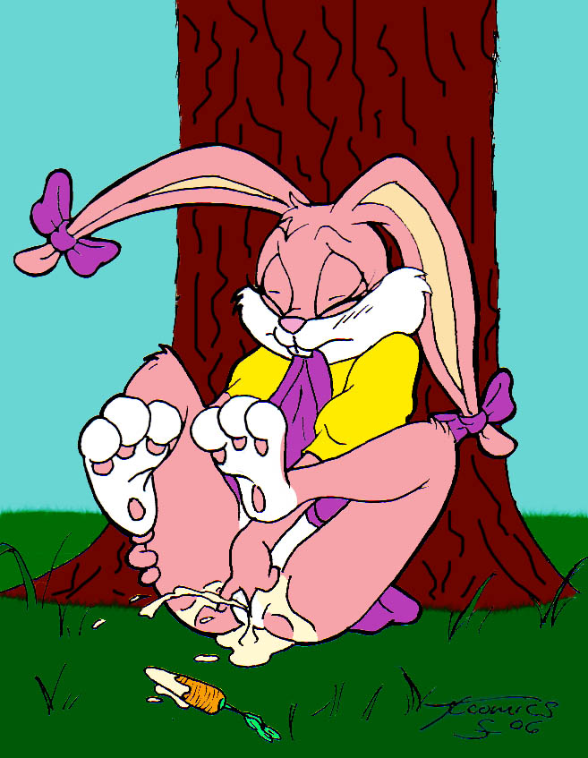 babs_bunny bow buckteeth carrot carrot_dildo clitoris clothed clothing cum ...