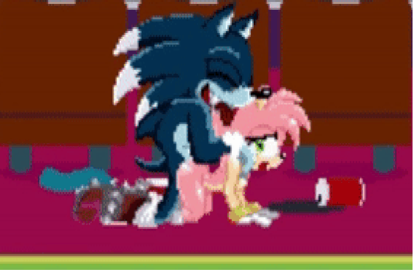 all_fours ambiguous_penetration amy_rose animated anthro anthro_on_anthro a...