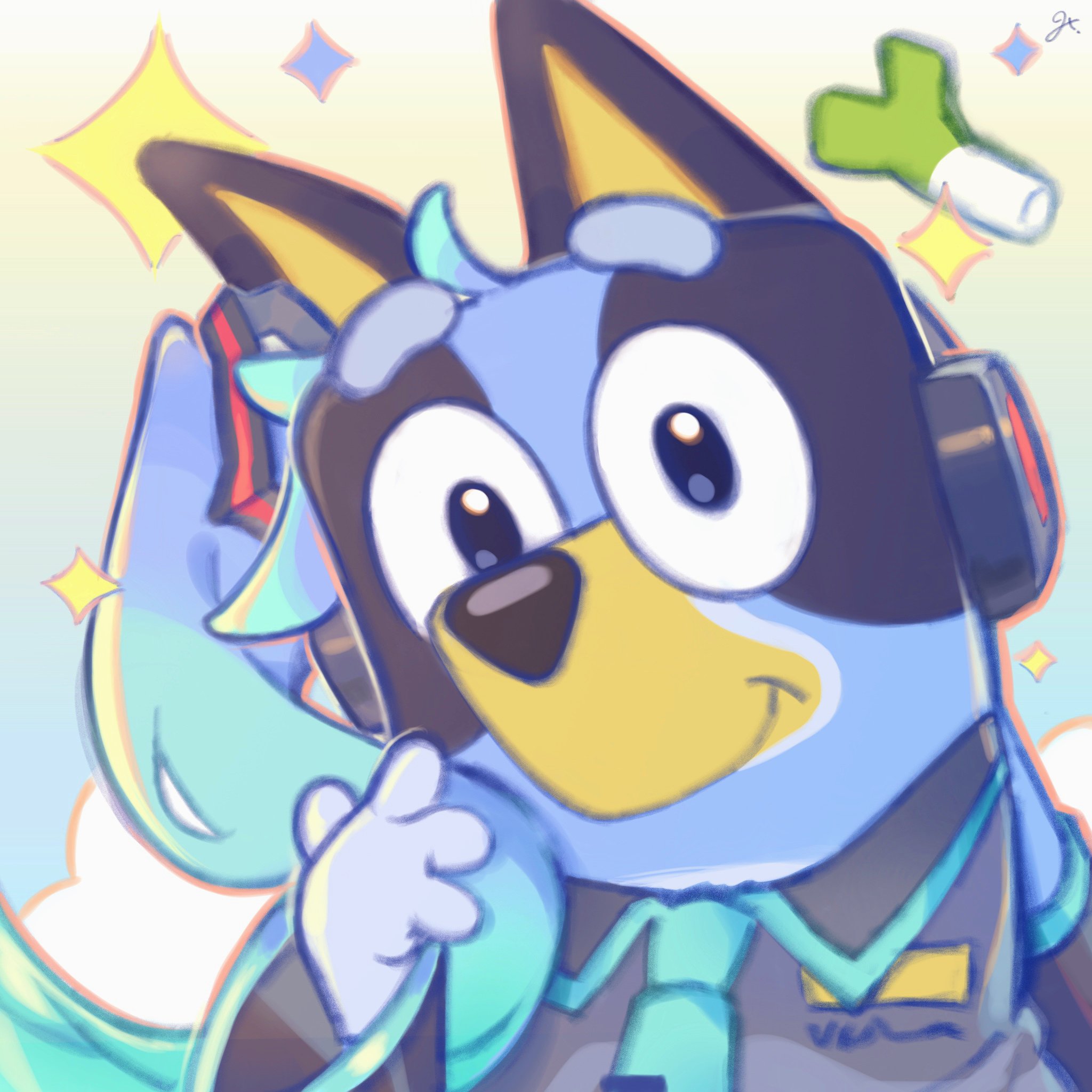 The Big ImageBoard (TBIB) - 1girl aqua hair bluey bluey heeler cloud ...