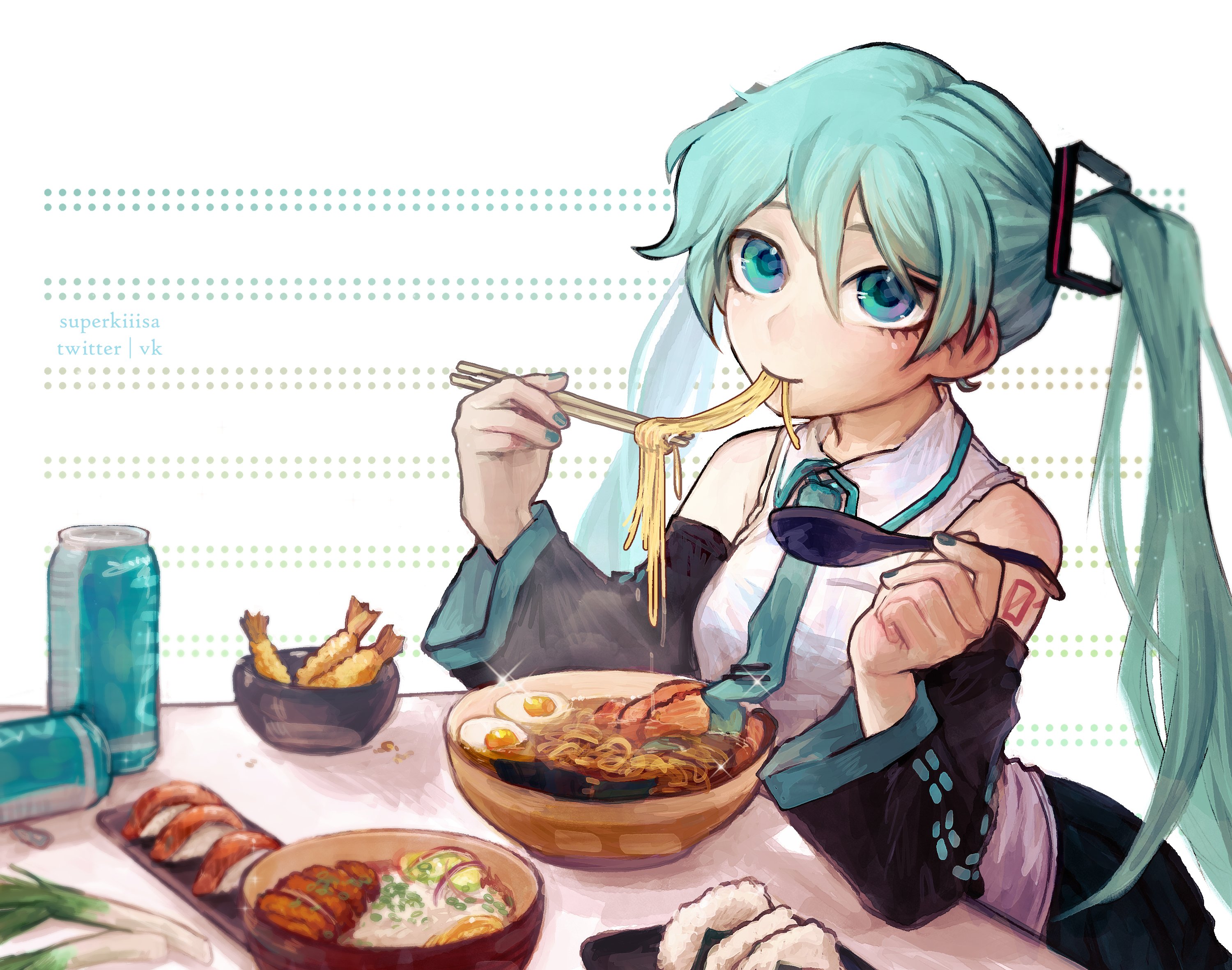 Miku Cooking The Big ImageBoard (TBIB) - 1girl blue eyes blue hair bowl can ...