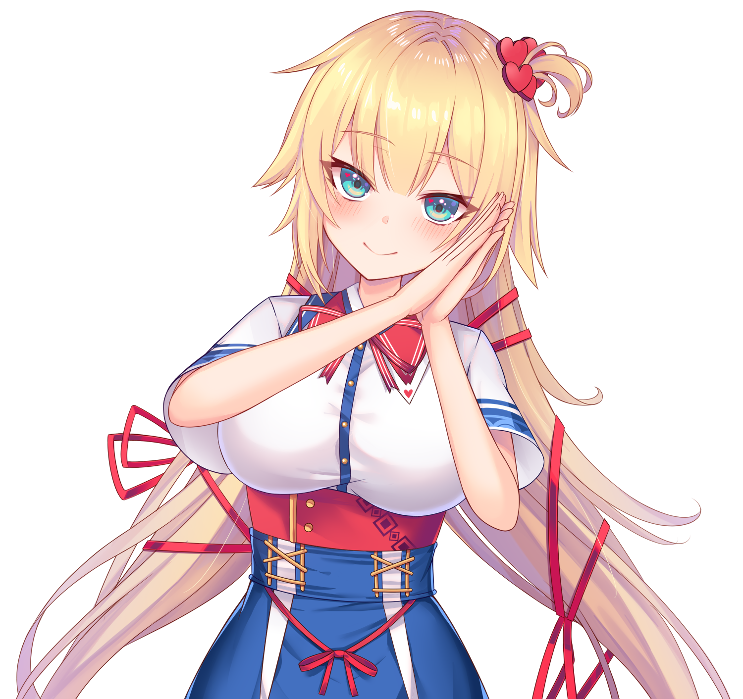 The Big Imageboard Tbib 1girl Akai Haato Aqua Eyes Bangs Blonde Hair Blush Breasts Buttons