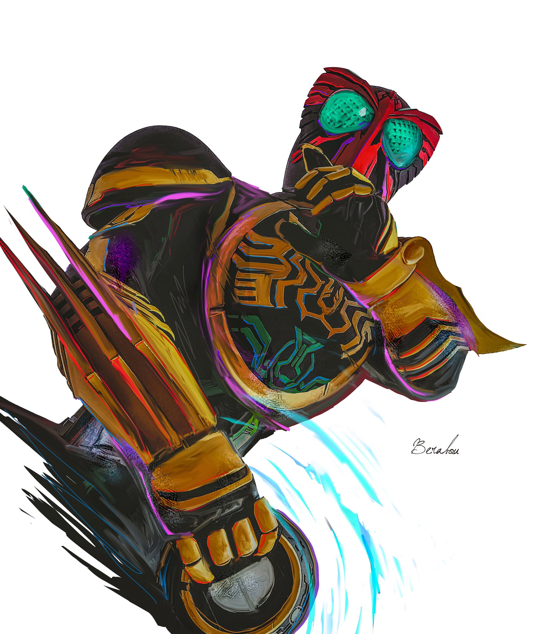 The Big ImageBoard (TBIB) - 1boy armor bird black armor black bodysuit ...