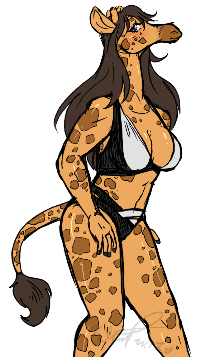 2017 anthro bra breasts brown_spots clothing crosoe(xial) female giraffe gi...