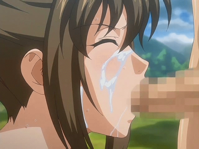 animated animated_gif brown_hair censored cum day facial fellatio helter_sk...