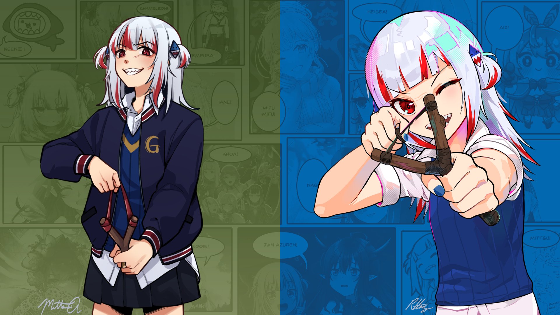 The Big ImageBoard (TBIB) - 1girl aiming at viewer artist name bangs ...