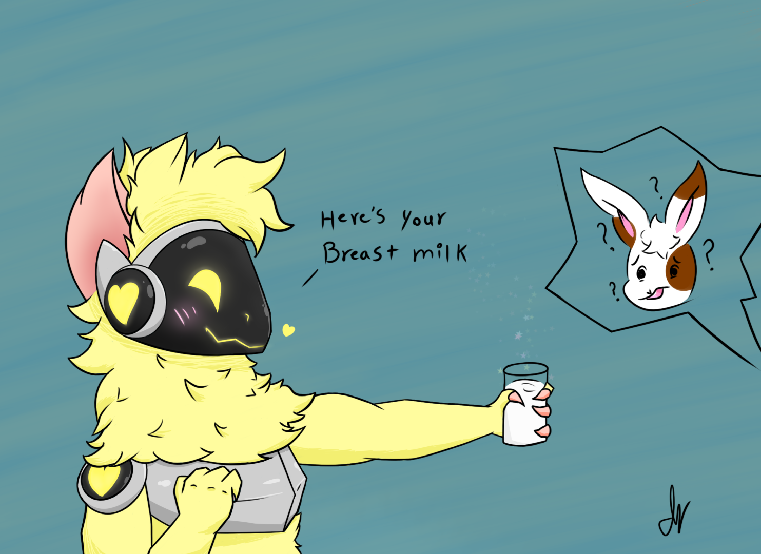 Protogen Holding Rabbit The Big ImageBoard (TBIB) - ambiguous gender anthro blush bodily fluids ...