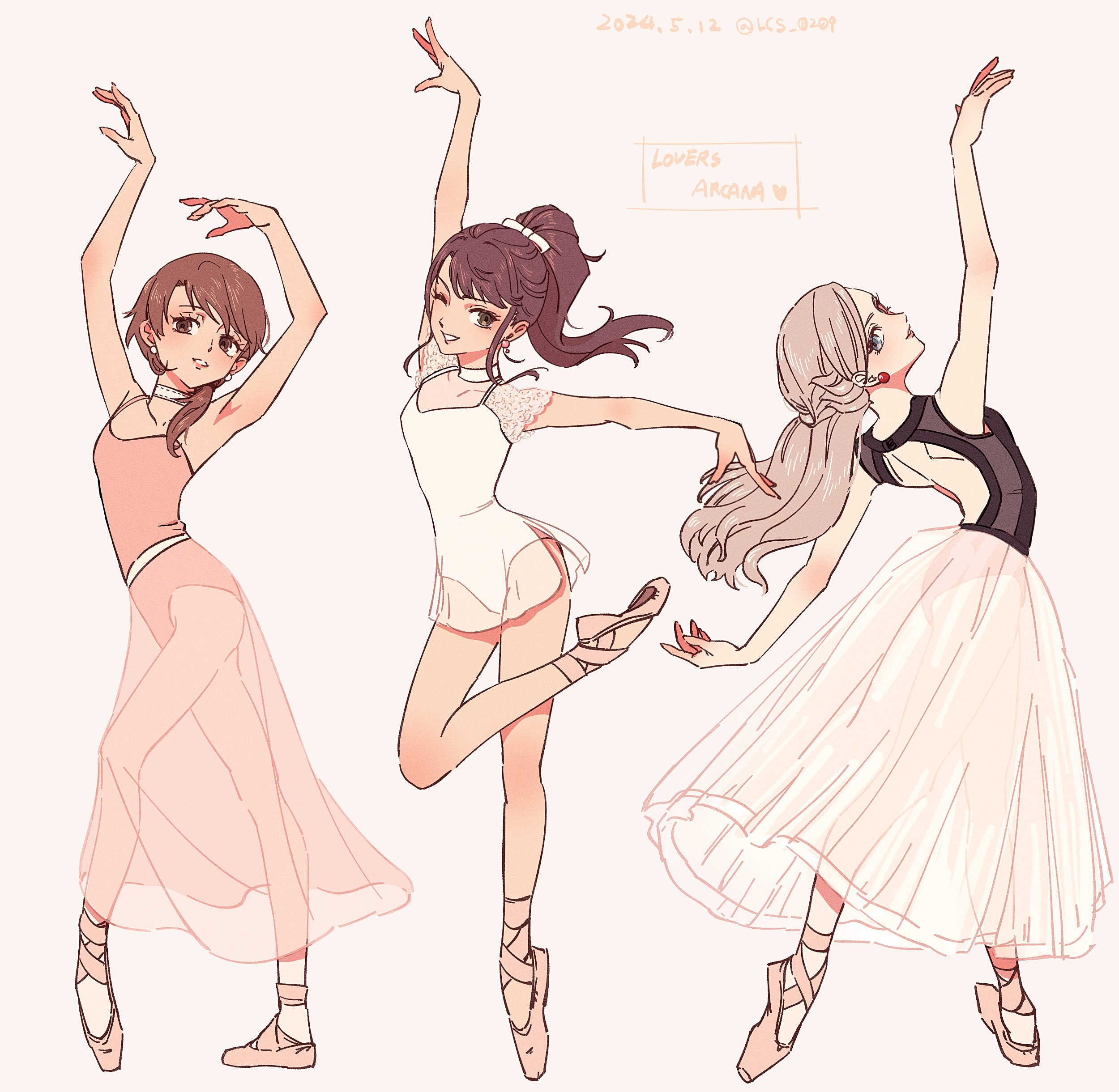 The Big ImageBoard (TBIB) - 3girls absurdres alternate costume arm up ...