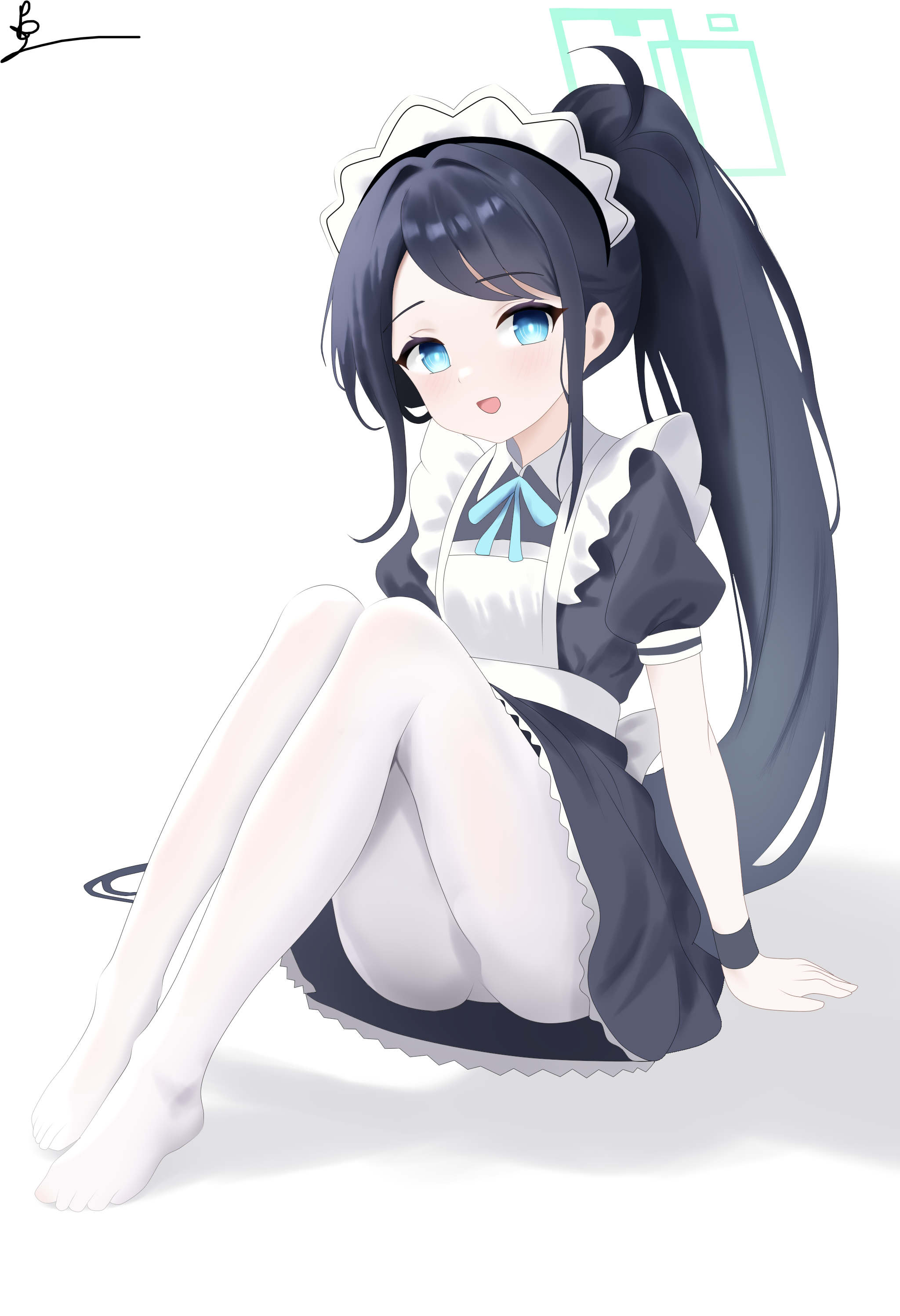 The Big ImageBoard (TBIB) 1girl d absurdres apron aqua halo aqua