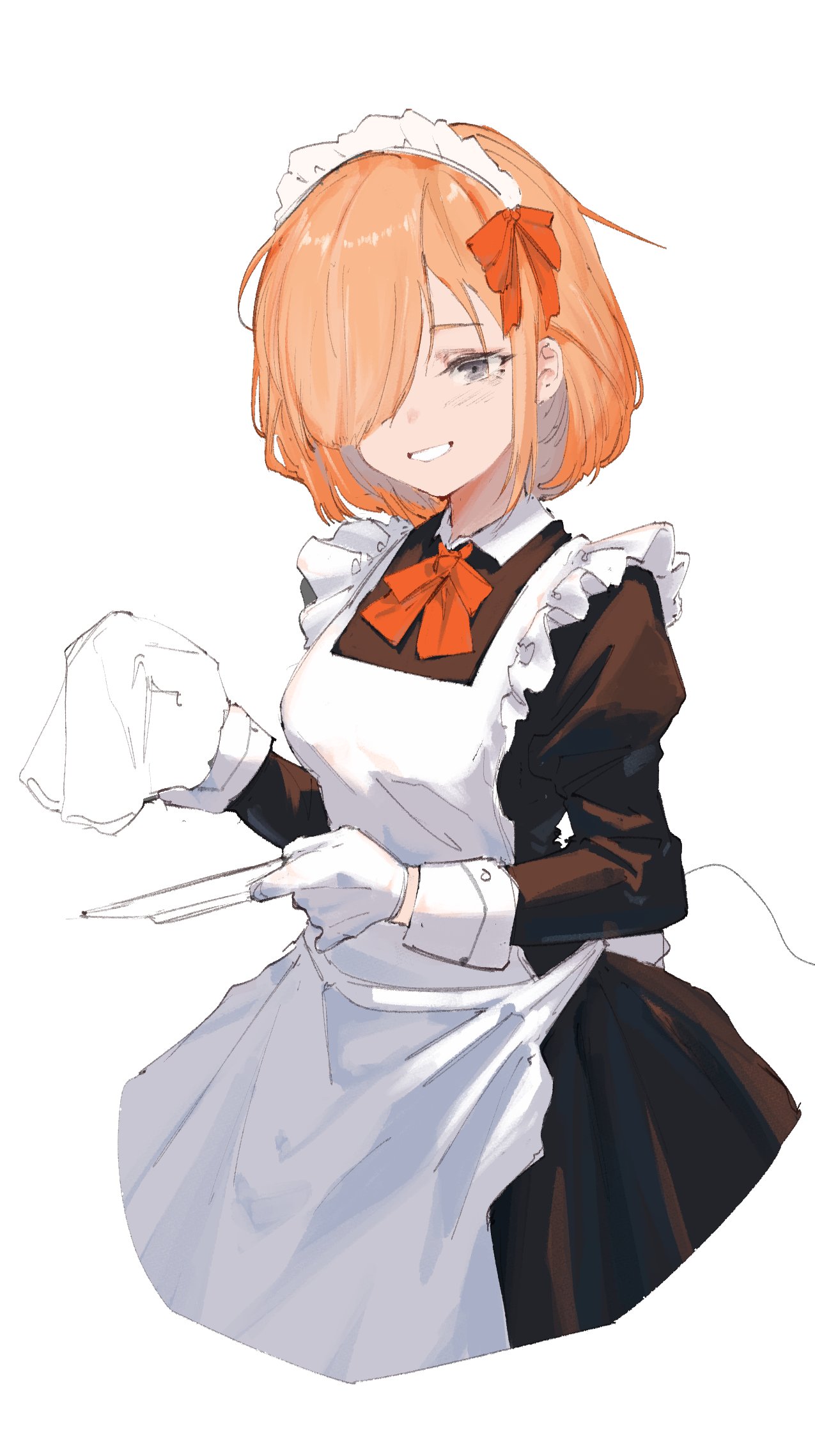 The Big ImageBoard (TBIB) - 1girl apron black dress commentary cropped ...