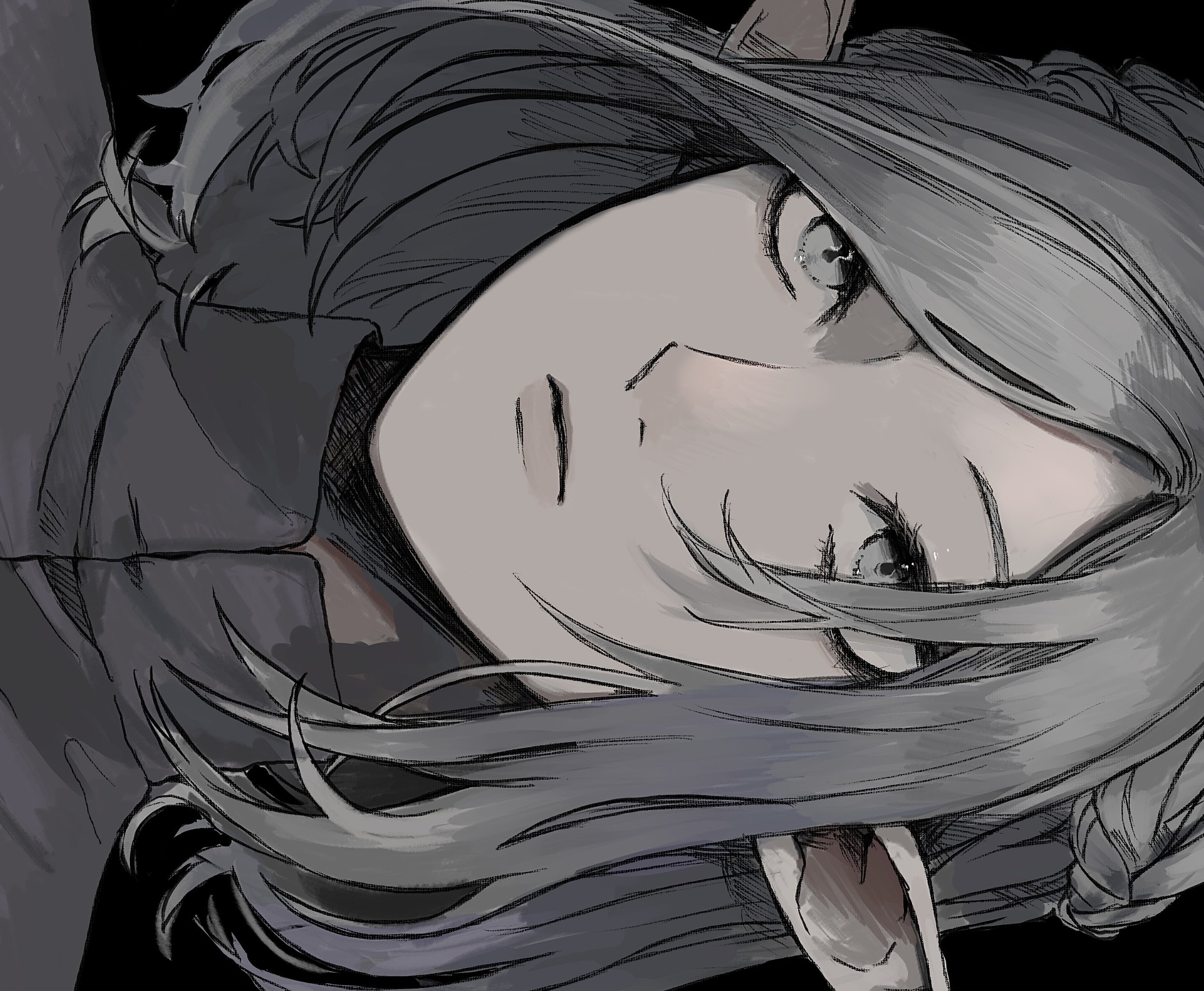 Mithrun Elf The Big ImageBoard (TBIB) - 1boy androgynous black background closed ...