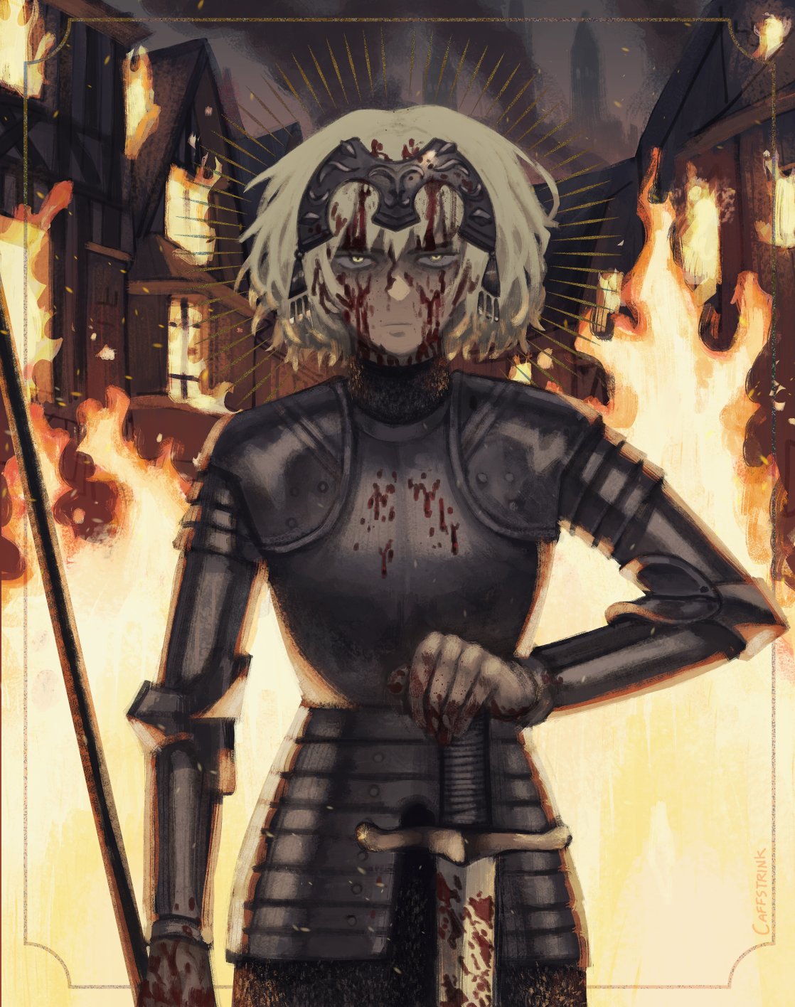The Big ImageBoard (TBIB) - 1girl armor armored skirt blonde hair blood ...